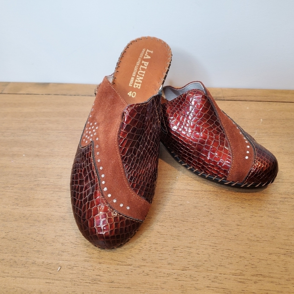 La Plume Mules Two Tone Brown Mules